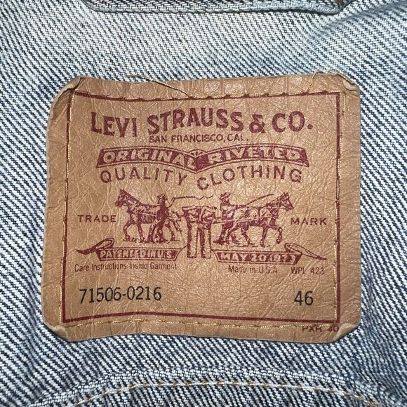 Vintage Levis Denim Trucker Jacket Mens 46 L Type III USA Made 71506-0216 - Picture 3 of 14